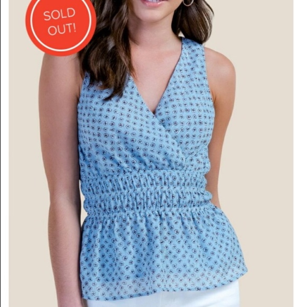 ‼️ 2/$10 BLUE FLORAL PEPLUM TANK
